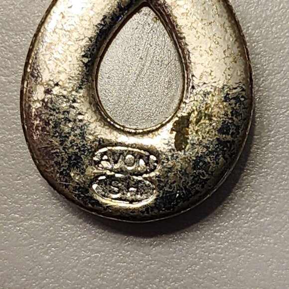 Avon Vintage Burnished Silver Tone Yellow Stone Drop Dangle Earrings - Picture 9 of 13